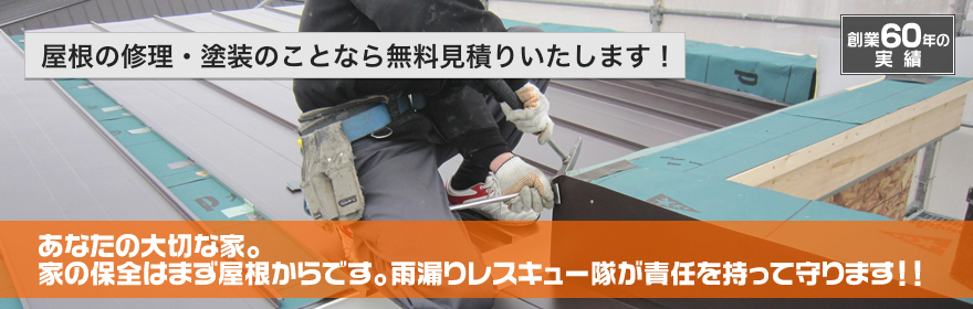 あなたの大切な家。家の保全はまず屋根からです。雨漏りレスキュー隊が責任を持って守ります！！